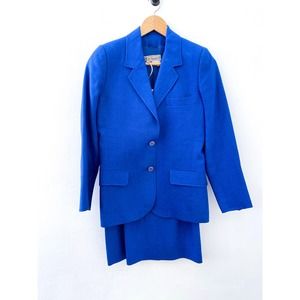 Vintage Gucci Skirt Suit Single Breasted Jacket Pencil Skirt Blue Womens Size 42